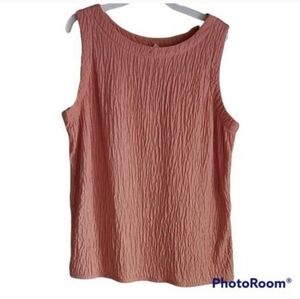 Ribbed Dark Peach Sleeveless Design Blouse Size Large